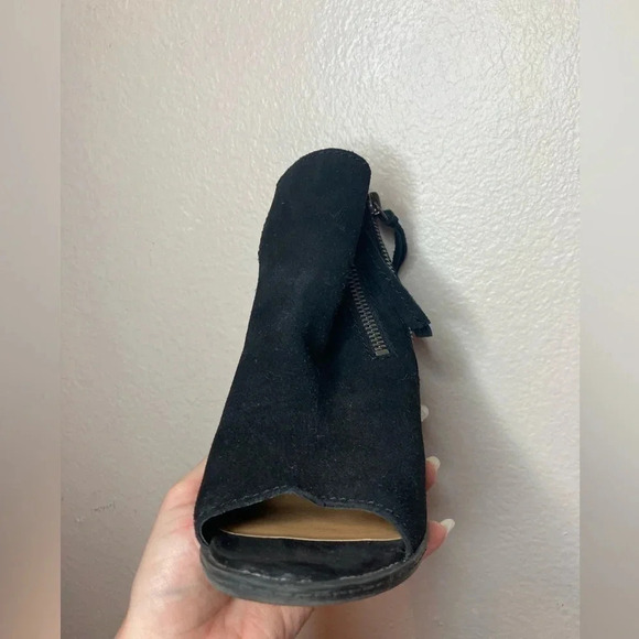 Dolce Vita Open Toed Suede Booties Size 8 Black Boots - Picture 6 of 10